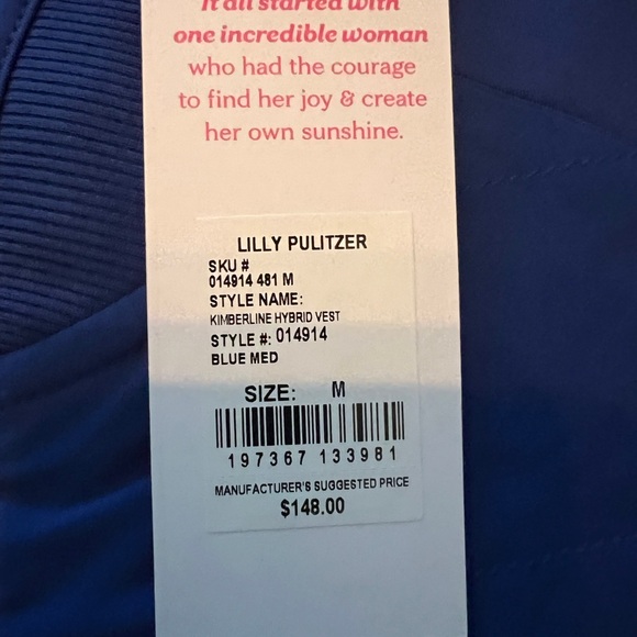 NWT!  Lilly Pulitzer Kimberline Hybrid Vest in medium blue. - Picture 2 of 4